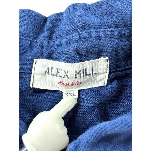 Alex Mill Wash And Go Button Down Shirt Mens Size XXL Blue Long Sleeve Cotton - Picture 3 of 7